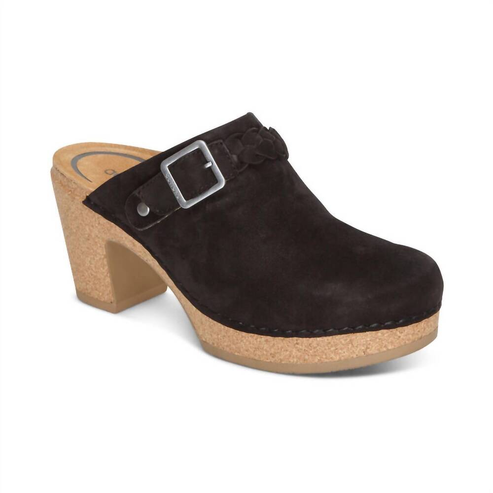 NEW AETREX women's corey heeled clog in black